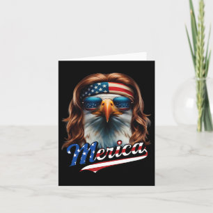 Bald Eagle Merica 4th July Eagle Mullet Funny Man  Card
