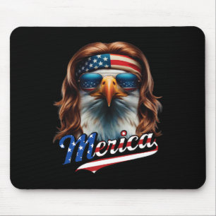 Bald Eagle Merica 4th July Eagle Mullet Funny Man  Mouse Pad