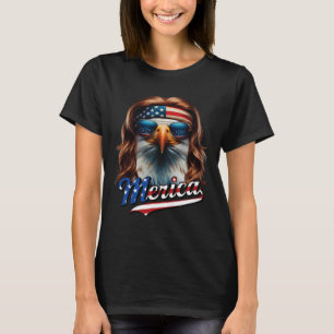 Bald Eagle Merica 4th July Eagle Mullet Funny Man  T-Shirt