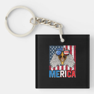 Bald Eagle Merica 4th of July Key Ring