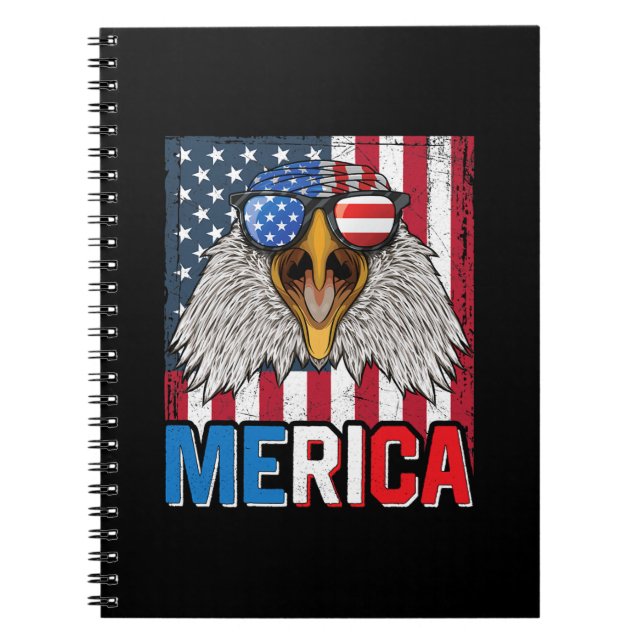 Bald Eagle Merica 4th of July Notebook (Front)