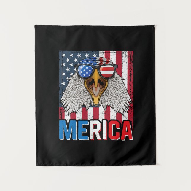 Bald Eagle Merica 4th of July Tapestry (Front)