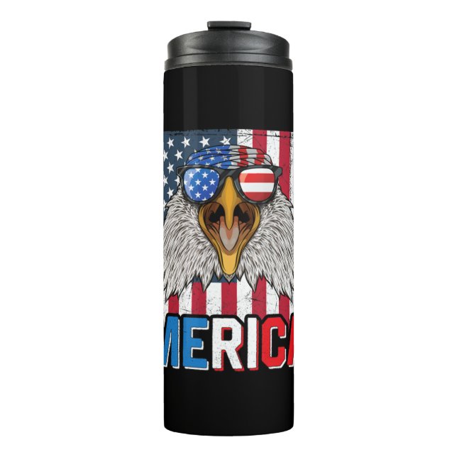 Bald Eagle Merica 4th of July Thermal Tumbler (Front)