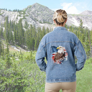 Bald Eagle 'Merica Flag Patriotic Denim Jacket