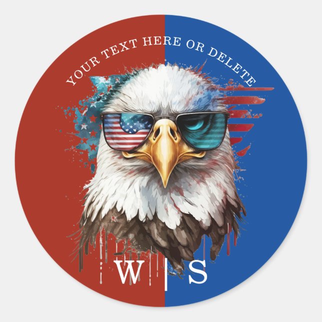 Bald Eagle modern & unique USA national Symbol Classic Round Sticker (Front)