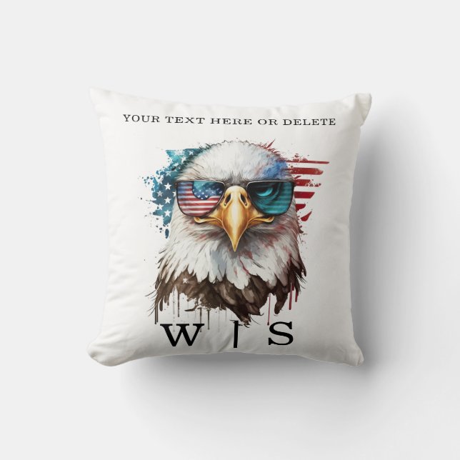Bald Eagle modern & unique USA national symbol Cushion (Front)