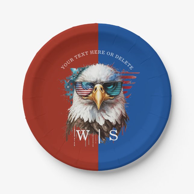 Bald Eagle modern & unique USA national symbol Paper Plate (Front)