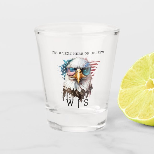 Bald Eagle modern & unique USA national symbol Shot Glass (Front)