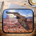 Bald Eagle Monument Valley Laptop Sleeve<br><div class="desc">Laptop sleeve featuring an image of a bald eagle flying over Monument Valley at sunrise,  with your custom texts (optional).</div>