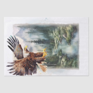 Bald Eagle Mountain River Watercolor Tissue Paper