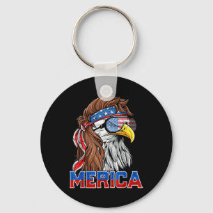 Bald Eagle Mullet Merica American Flag Patriotic 4 Key Ring