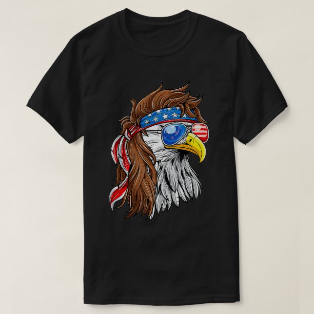 Bald Eagle Mullet Merica American Flag Patriotic 4 T-Shirt (Design Front)