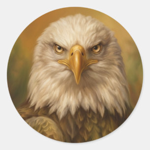 Bald Eagle Oil Painting Wildlife Art Classic Round Sticker