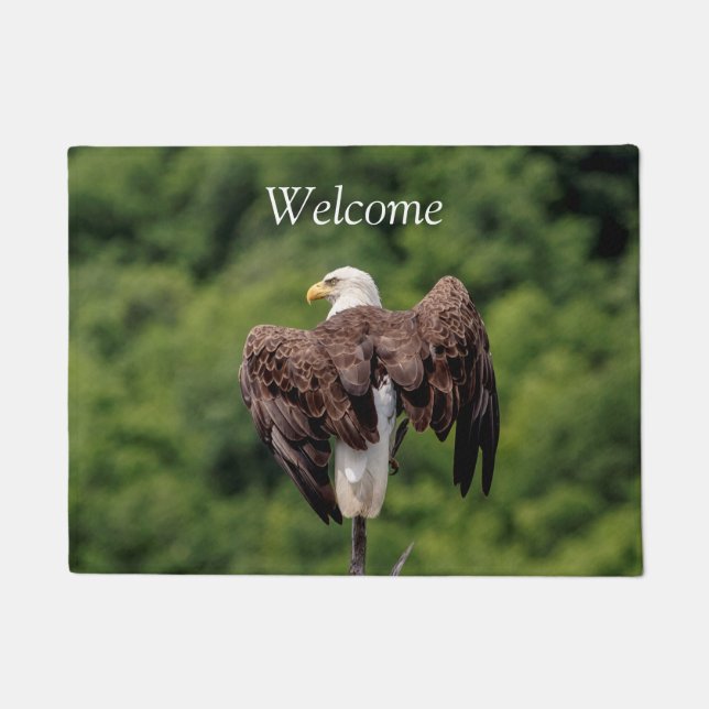 Bald Eagle on a branch Doormat (Front)