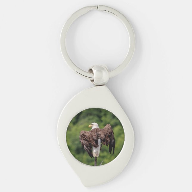 Bald Eagle on a branch Key Ring (Front)