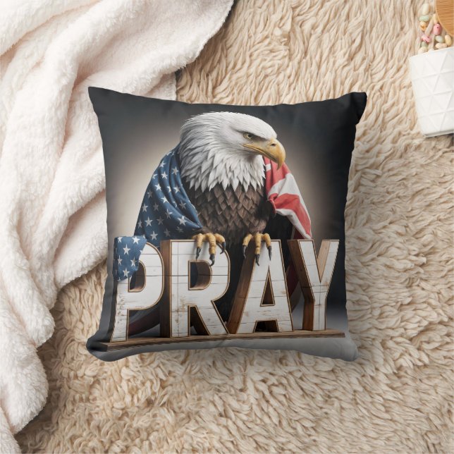 Bald Eagle On a Pray Sign Cushion (Blanket)
