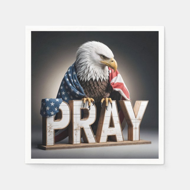 Bald Eagle On a Pray Sign Napkin (Front)