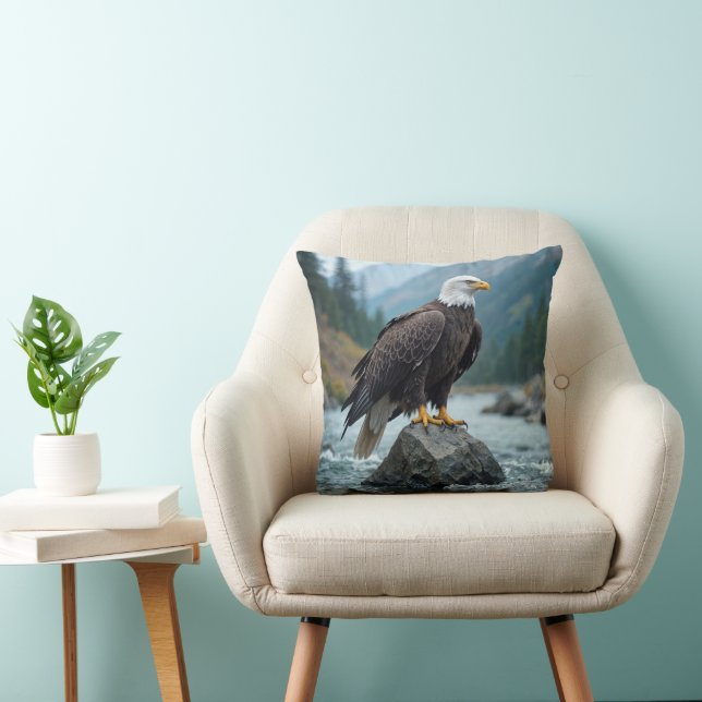 Bald Eagle On a River Rock Cushion (Chair)
