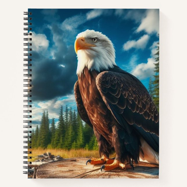 Bald Eagle On A Stump Notebook (Front)
