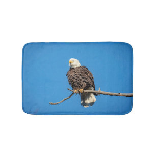 Bald Eagle on a tree branch Bath Mat