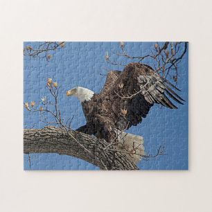 Bald Eagle on a tree branch Jigsaw Puzzle