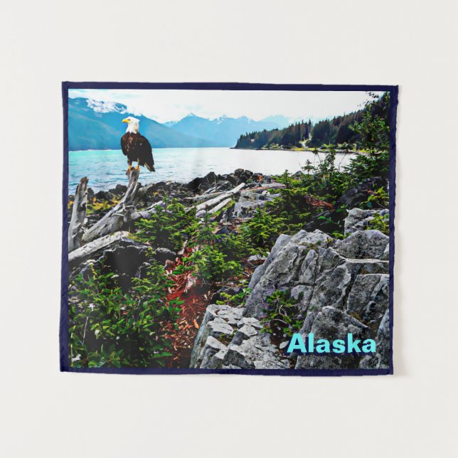Bald Eagle On Alaska Coast Tapestry (Front (Horizontal))