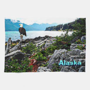 Bald Eagle On Alaska Coast Tea Towel