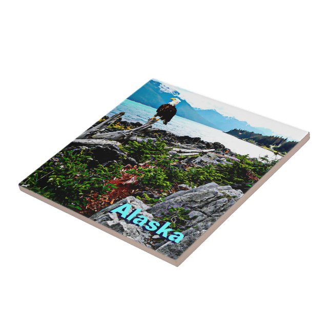 Bald Eagle On Alaska Coast Tile (Side)