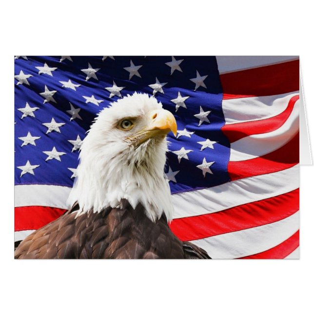 Bald Eagle On American Flag (Front Horizontal)