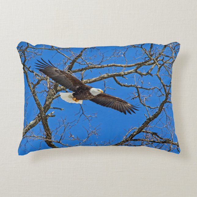 Bald Eagle On Blue Decorative Cushion (Front)