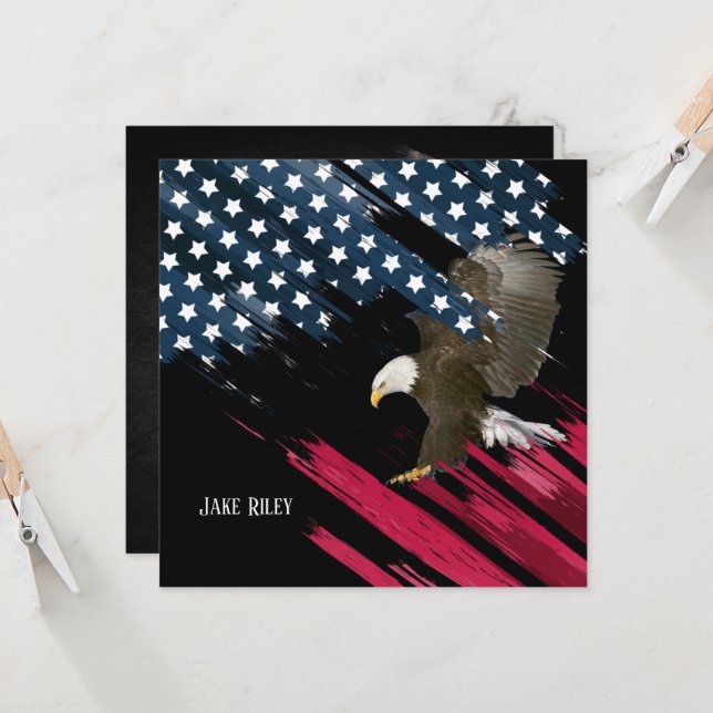 Bald Eagle on Flag Invitation (Front/Back In Situ)