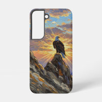 Bald Eagle on Mountain Peak at Sunrise