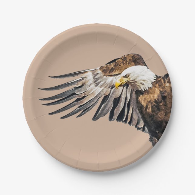 Bald Eagle on the Wing Paper Plate (Front)
