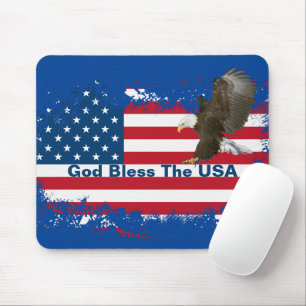 Bald Eagle On USA FlagMousepad Mouse Pad