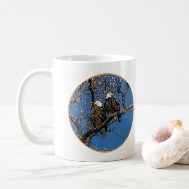 Bald Eagle Pair/Border Coffee Mug (With Donut)