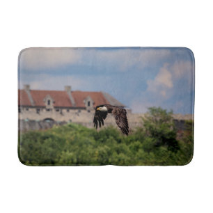 Bald Eagle passing Fort Ticonderoga Bath Mat