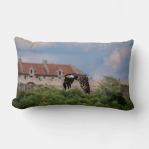 Bald Eagle passing Fort Ticonderoga Lumbar Cushion