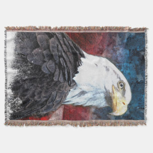 Bald Eagle Patriotic American Flag Throw Blanket