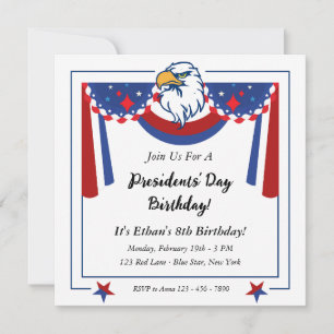 Bald Eagle Patriotic Presidents' Day Birthday Invitation