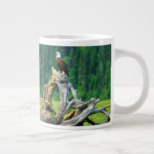 Bald Eagle Perched On Branch Large Coffee Mug