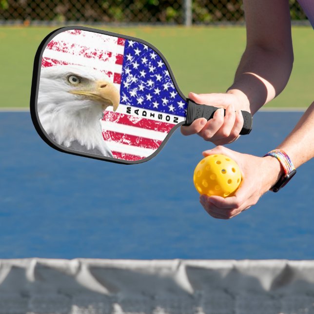 Bald Eagle Personalised American Flag Pickleball Paddle (Insitu)