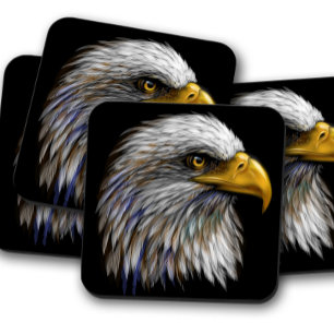 Bald Eagle Portrait   Majestic Eagle Cork Coaster 