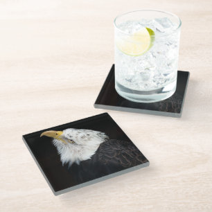 Bald Eagle Portriat Glass Coaster