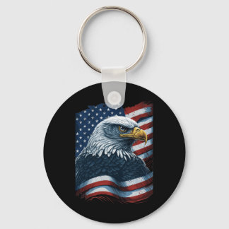 Bald Eagle Proud Patriotic American Us Flag 4th Of Key Ring