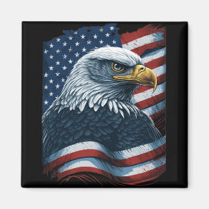 Bald Eagle Proud Patriotic American Us Flag 4th Of Magnet