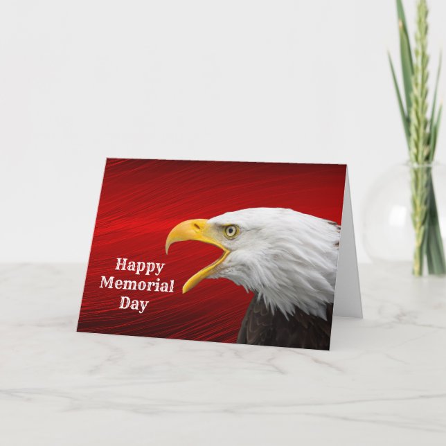 Bald Eagle Red Memorial Day Card (Front)