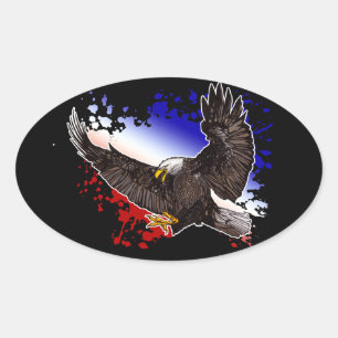 Bald Eagle - Red, White & Blue Oval Sticker