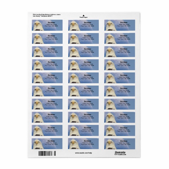 Bald Eagle Return Address Labels (Full Sheet)