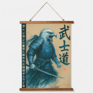 Bald Eagle Samurai Warrior - Japanese Ink Style Hanging Tapestry