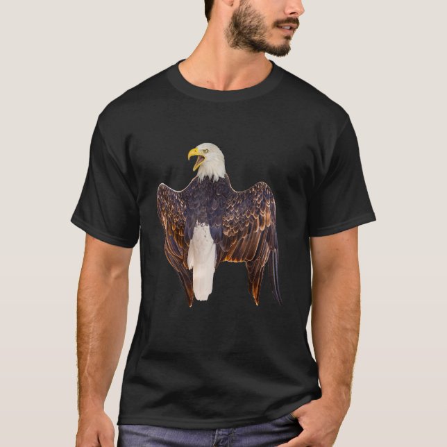 Bald eagle screaming from behind Natural T-Shirt (Front)